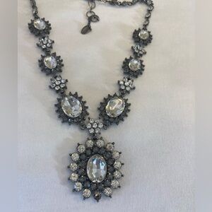 Amrita Singh Gun Metal Jeweled Ornate Statement Necklace